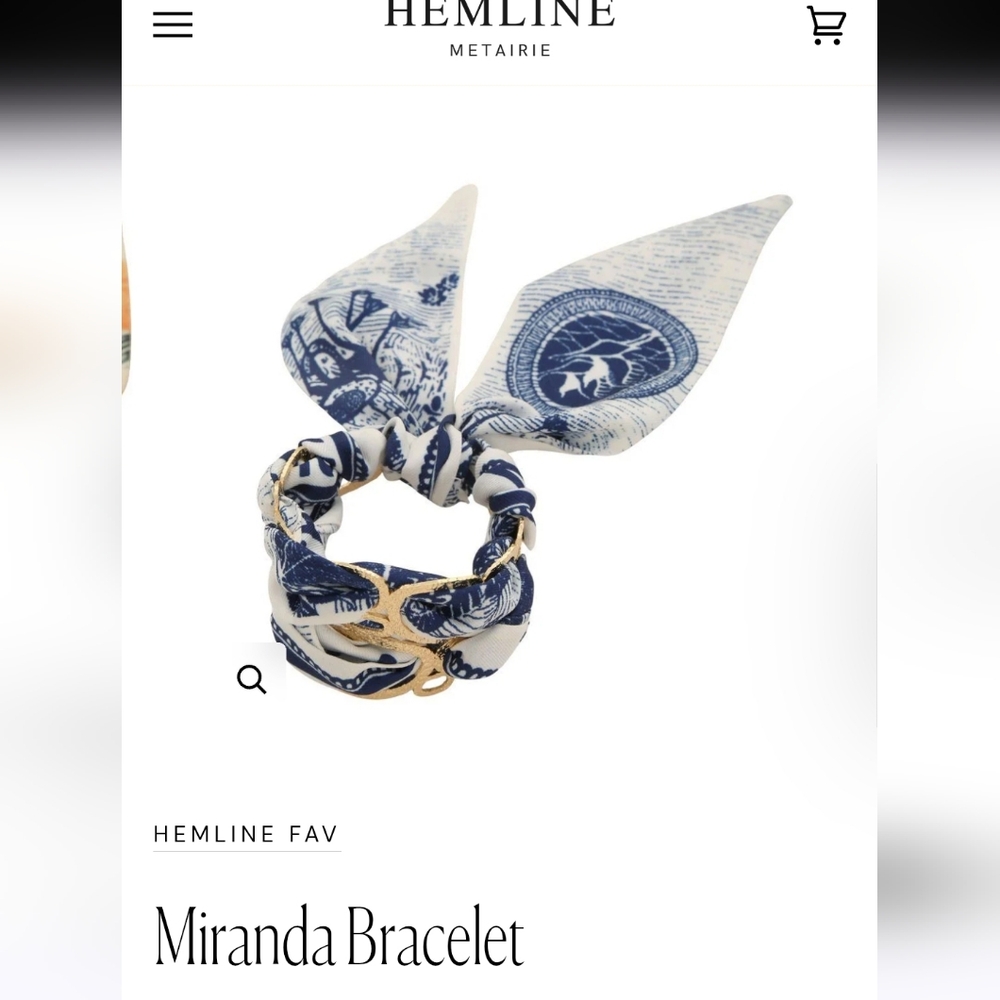 Hemline Miranda Blue and White PAISLEY Christian CD Scarf Cuff Bracelet